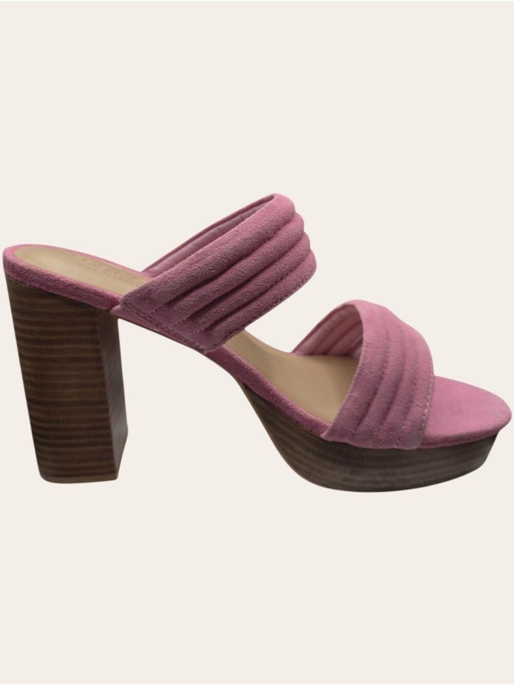 Rag & Co Pink Suede Platform Mule Heels Barbiecore Coastal Cowgirl 9